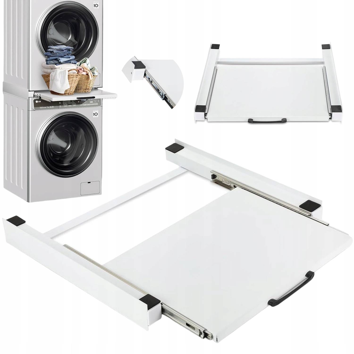 Półka Pośrednia Do Pralki I Suszarki Z Wydzielonym Półmiskiem 10KG Biała