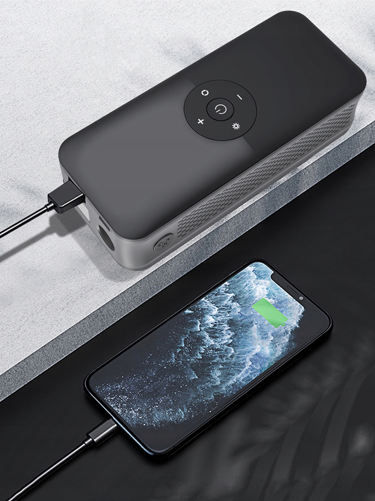 KOMPRESOR SAMOCHODOWY MOTOCYKLOWY POMPKA BEZPRZEWODOWA ROWER POWERBANK USB Kolor dominujący czarny