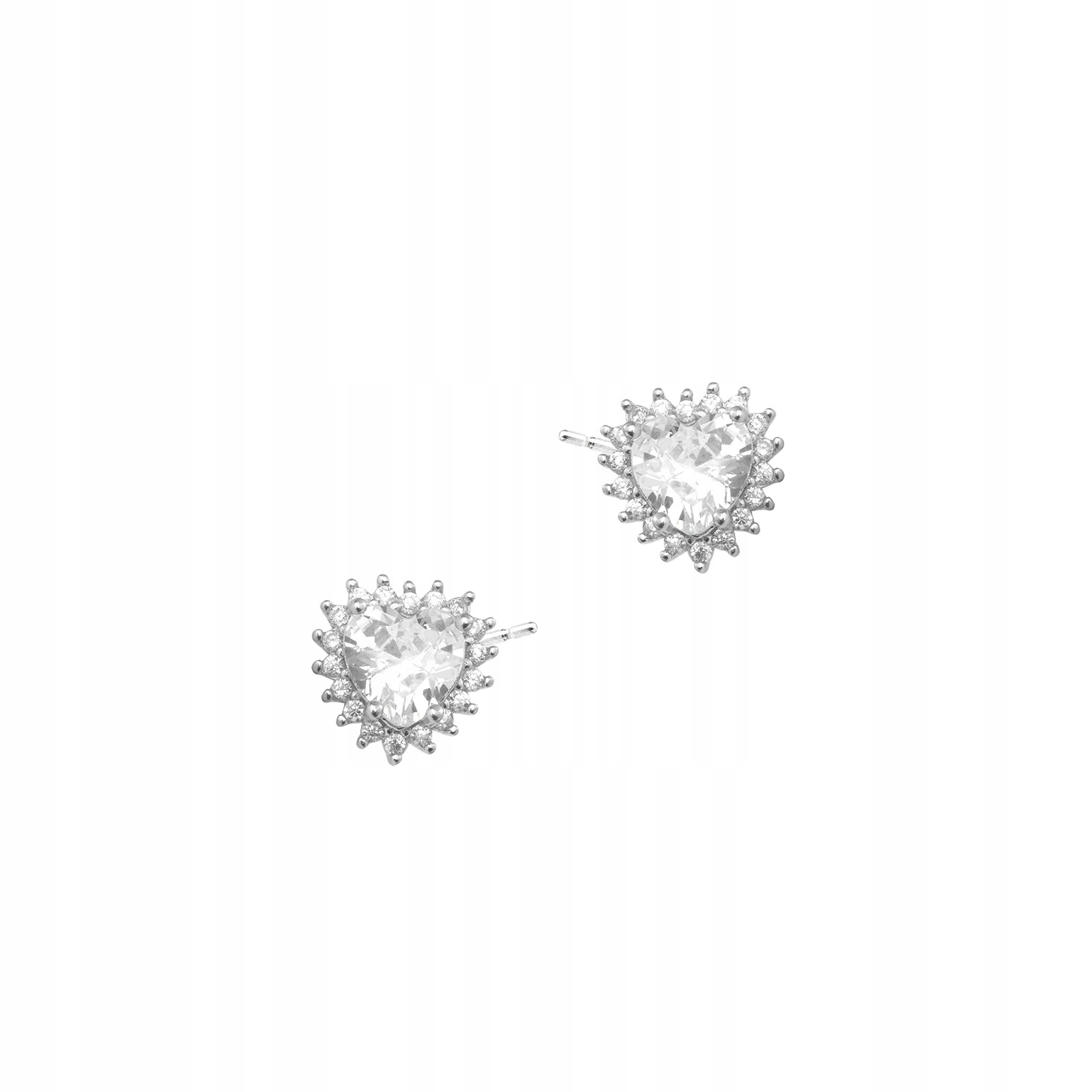 Stříbrné Náušnice 925 Srdce Zirkon tyčinka