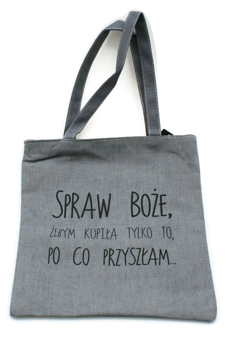 Torba z nadrukiem SPRAW BOŻE... na zakupy szara