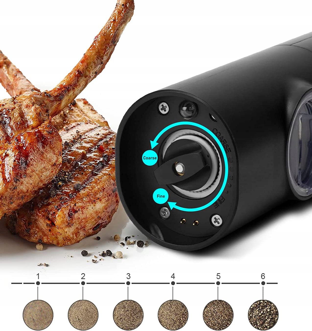 ZESTAW 2 MŁYNKÓW DO SOLI I PIEPRZU, REGULOWANY CERAMICZNY MECHANIZM MIELĄCY Stan opakowania oryginalne