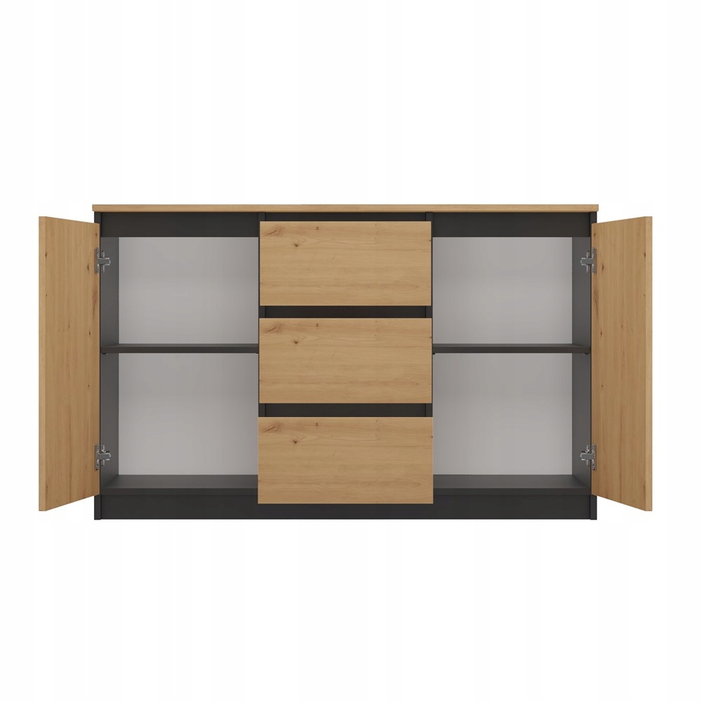 KOMODA 120 cm SZAFKA SZUFLADY DRZWI POJEMNA NOWOCZESNA ARTISAN ANTRACYT Marka VMP