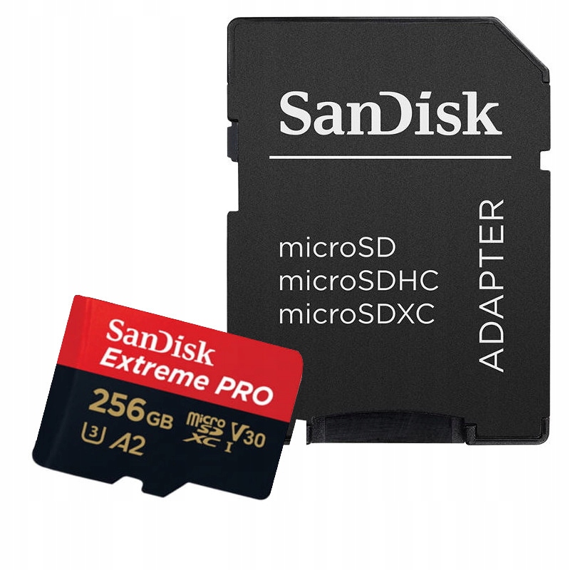 Sandisk Microsdxc 256GB Extreme Pro UHS-3 Odczyt 200 Zapis 140 Mb/s