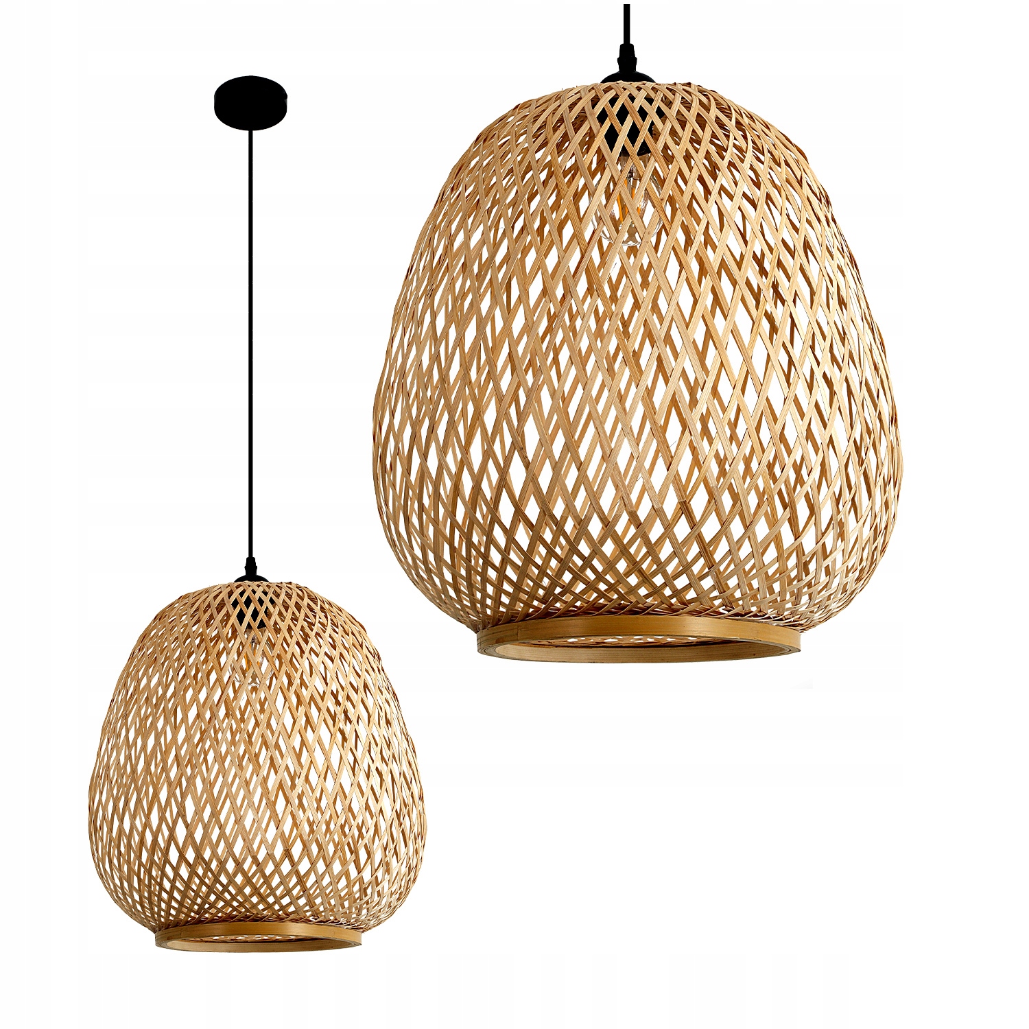 Závesná lampa Boho Barso z bambusu, prírodný dekoratívny dizajn, štýlová 1xE27