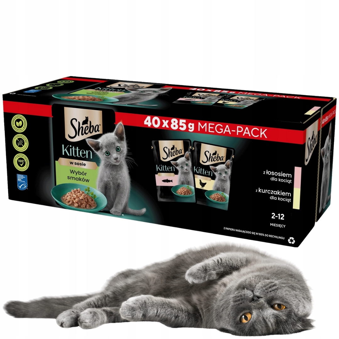 Levně Sheba Kitten MIX Chutí Vlhké Krmivo Pro Koťata V Omáčce 40X85 G