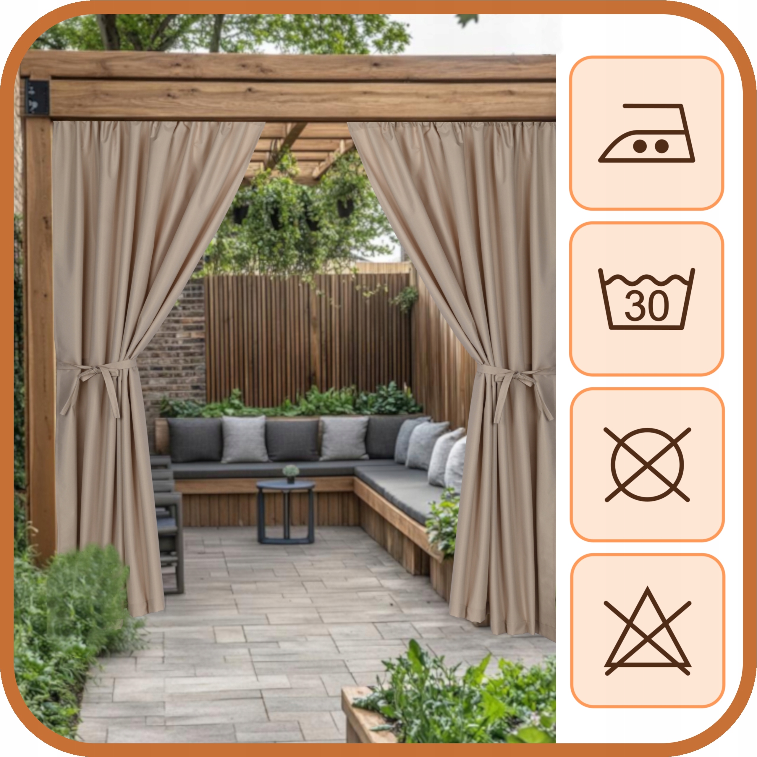 ZASŁONA TARASOWA OGRODOWA ZASŁONY TARASOWE OGRODOWE T 155x200 jasnobeżowa Szerokość 1.55 m