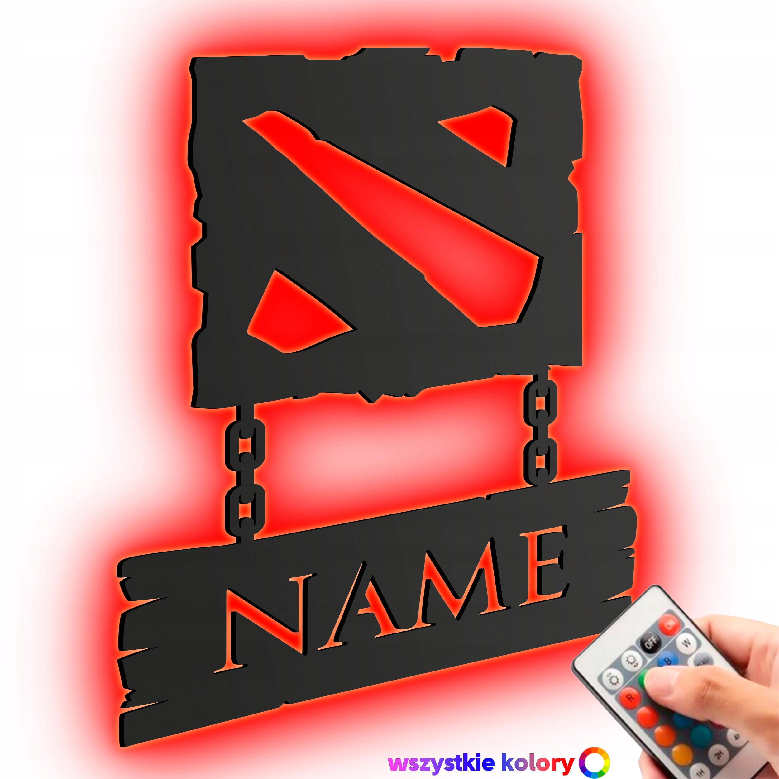 Obraz Drewniany 3D Dota 2 Twój Nick Dekoracja Ścienna Lampka Nocna Led
