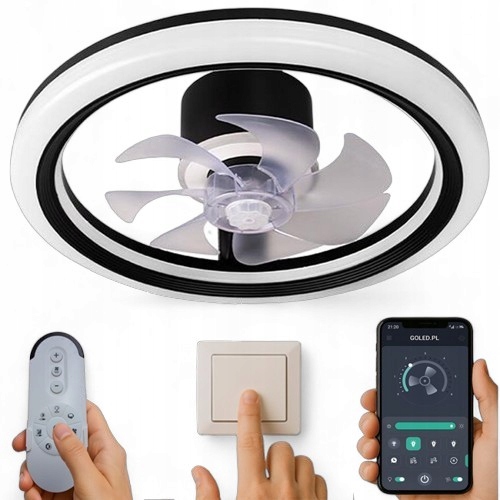 Ventilátor Ventilátor Stropná Domáca Led Lampa 45W Cct Diaľkový Ovládač Aplikácia Pamäť