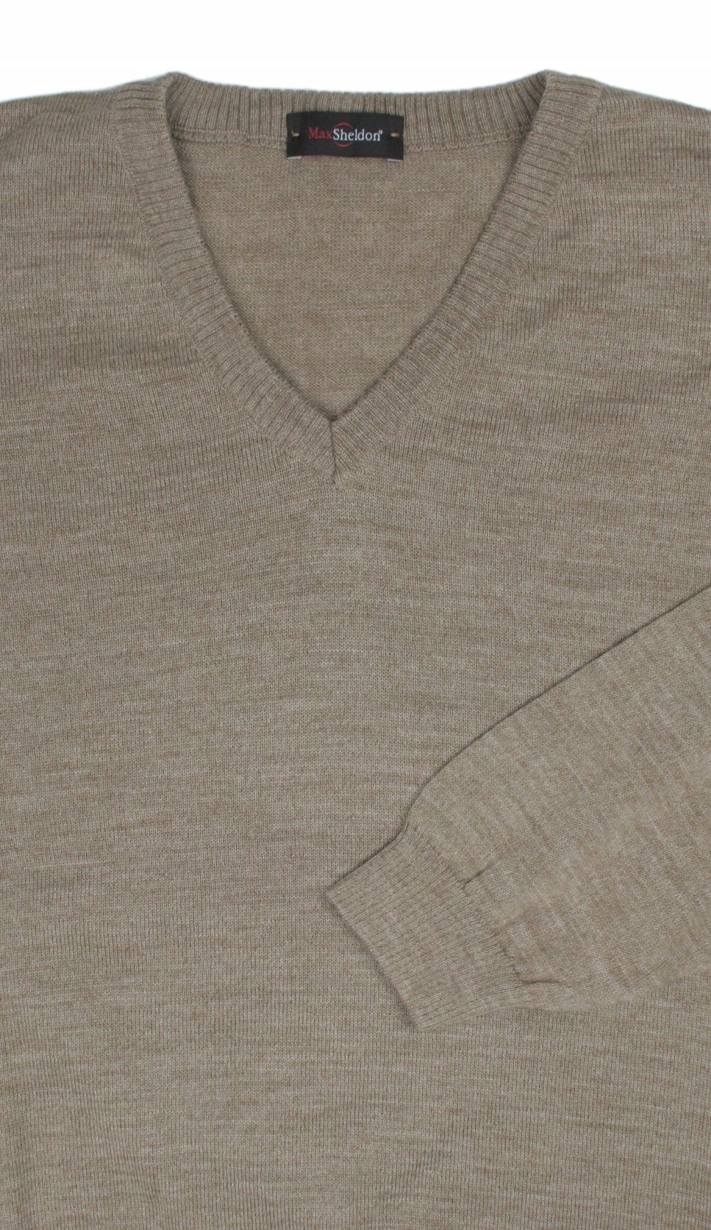 Beżowy Sweter V-neck MAX SHELDON XXL Marka bez marki