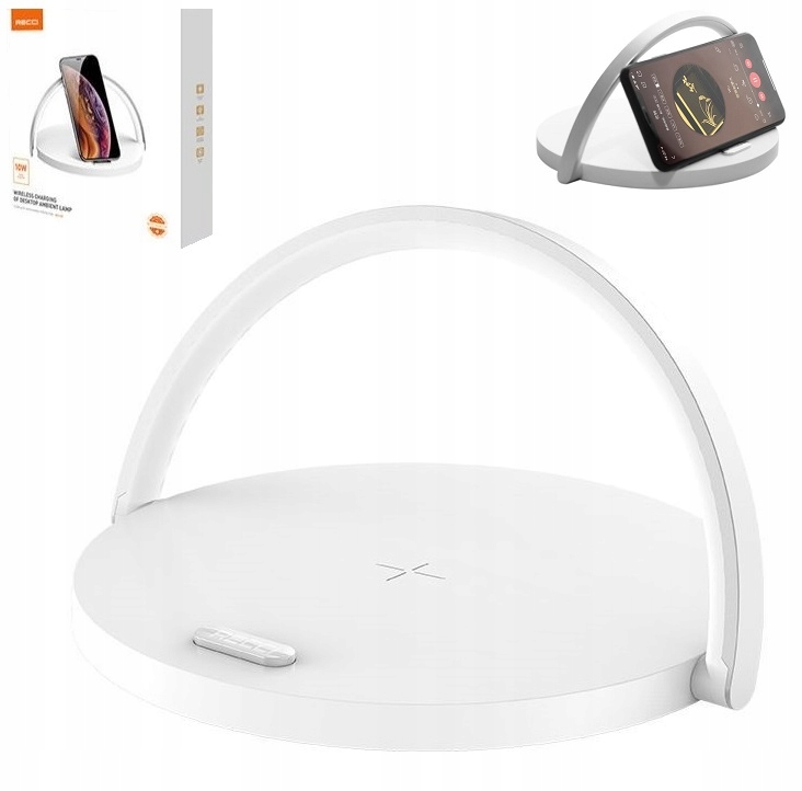 Lampka Led Z Ładowarka Indukcyjna 10W Qi Z Uchwytem Na Biurko Szafkę Recci