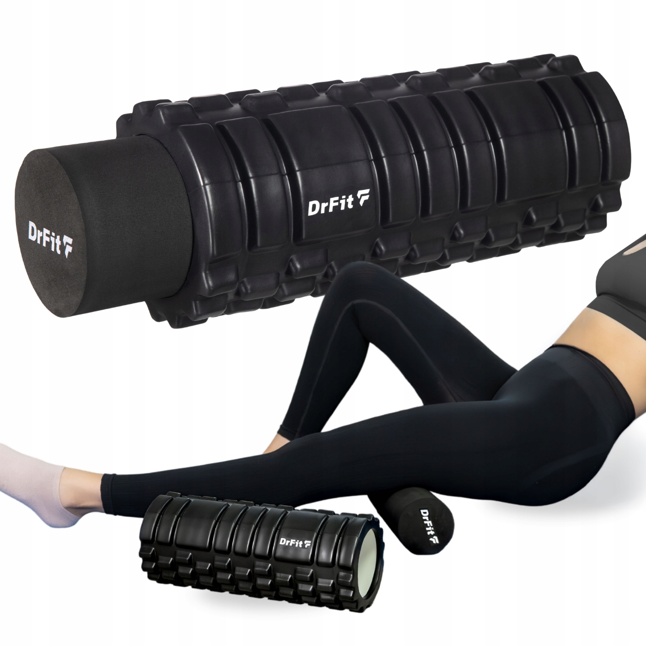 DrFit Roller wałek z wypustkami i piankową wkładką czarny ø14x33 cm