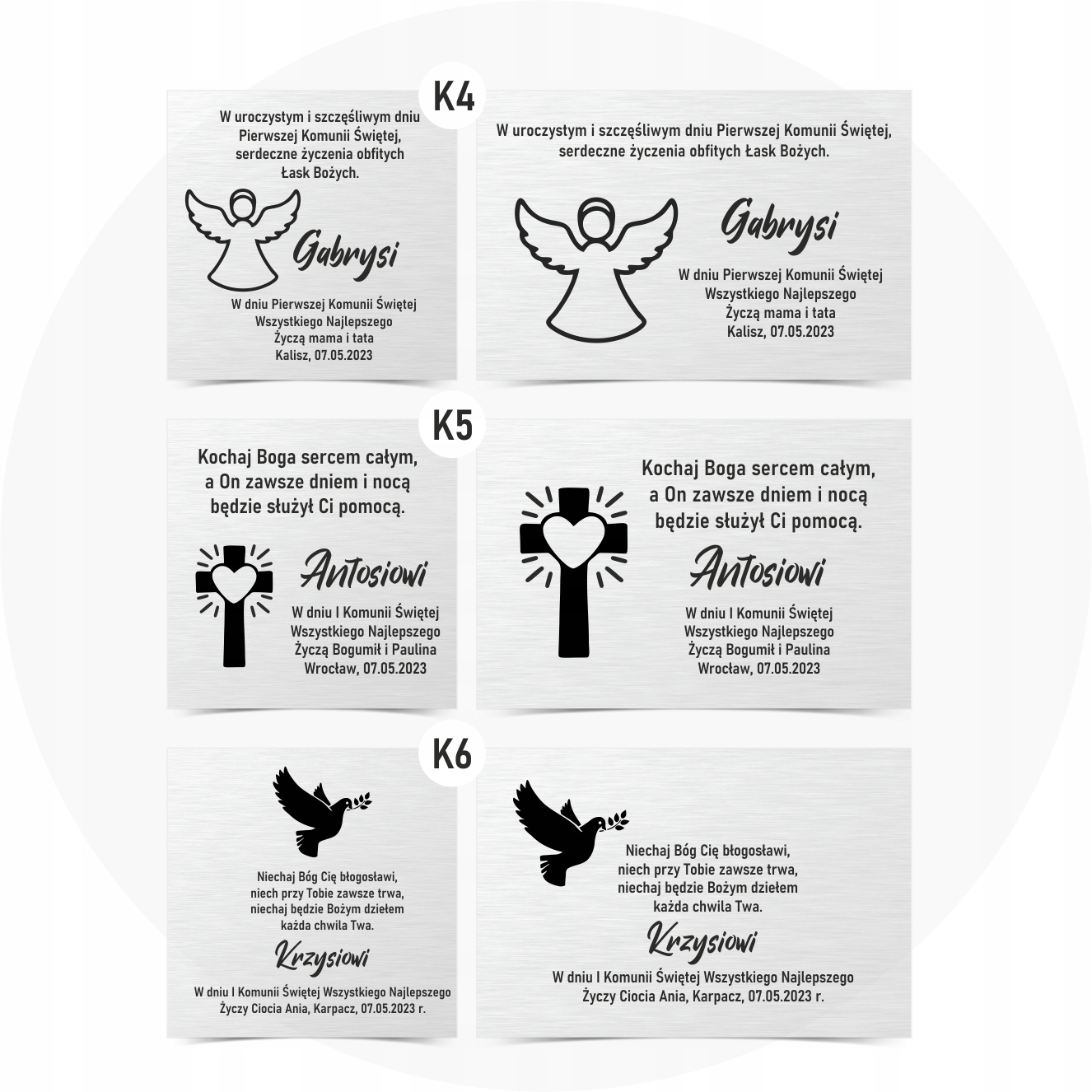 SREBRNA RAMKA PAMIĄTKA I KOMUNII ŚWIĘTEJ - PREZENT GRAWER DEDYKACJA WIERSZ Materiał metal