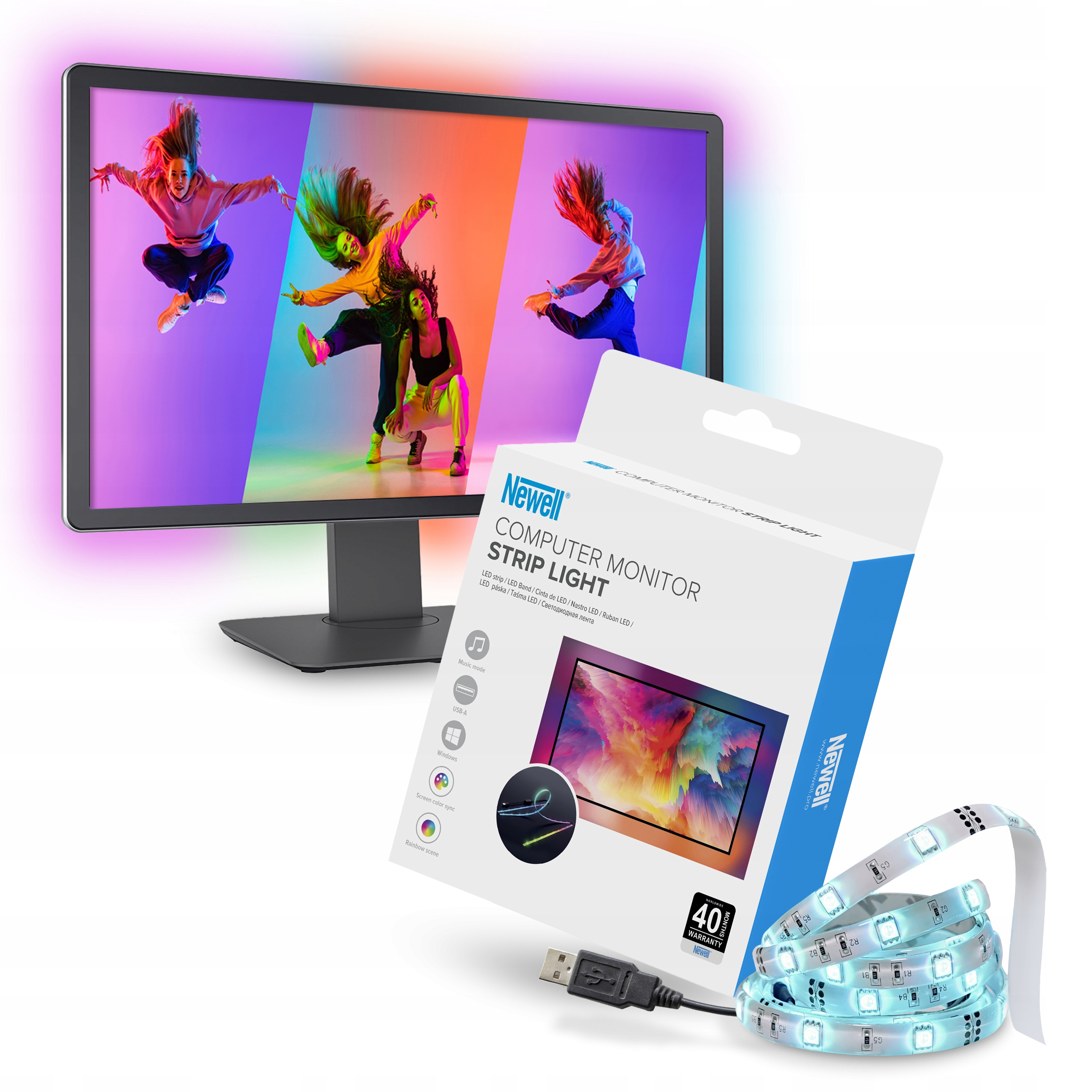 Taśma Led ambient Rgb Newell do monitora 32" Windows Ambilight