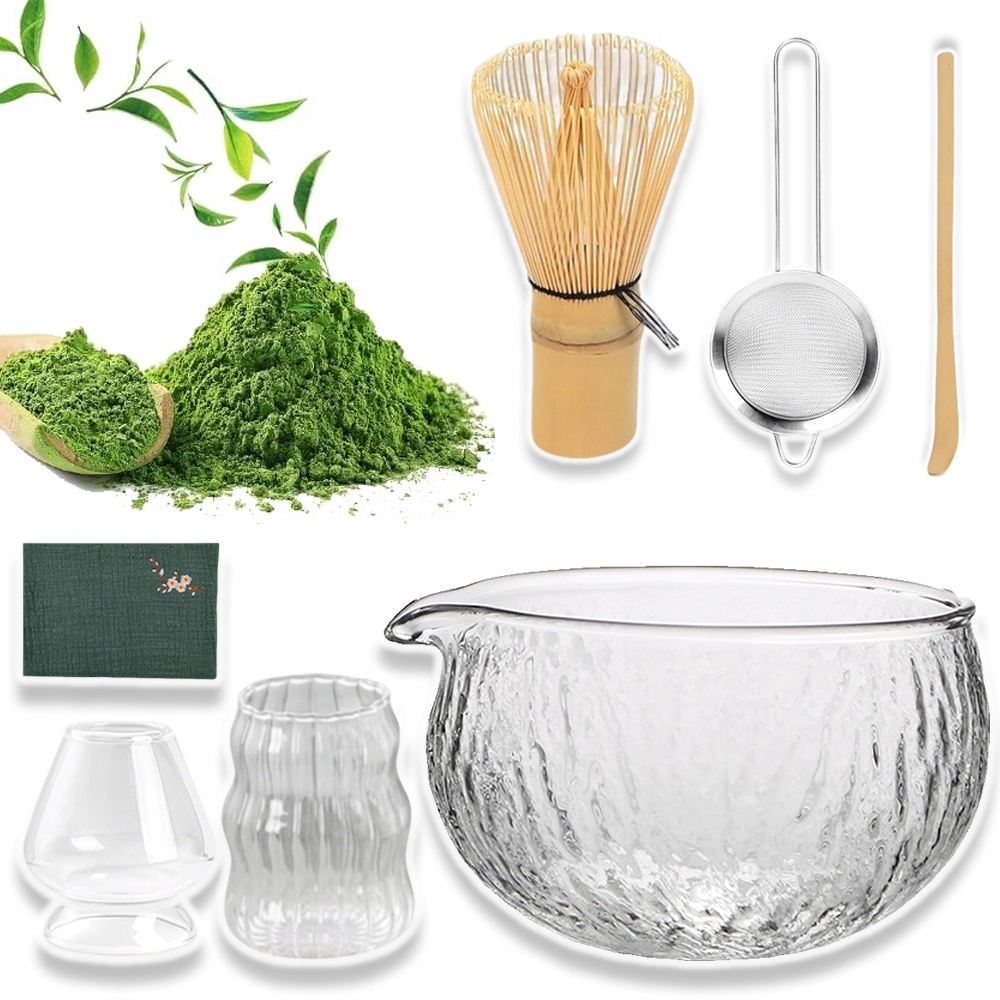 Bambusowa Trzepaczka Miotełka Sitko Do Matchy Herbaty Matcha 7W1 Zestaw