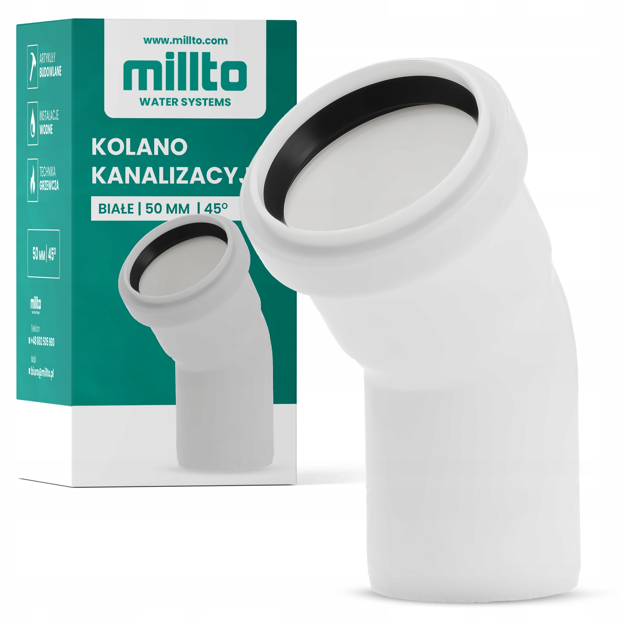 

Kolano Kanalizacyjne Łącznik Pp 50 mm 45° Białe
