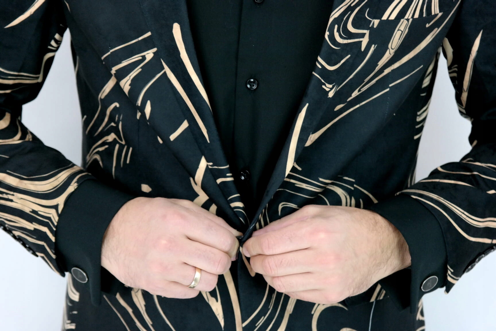 GIOVANNI PERA Marynarka męska D313 czarna 48 S Wzór dominujący inny wzór