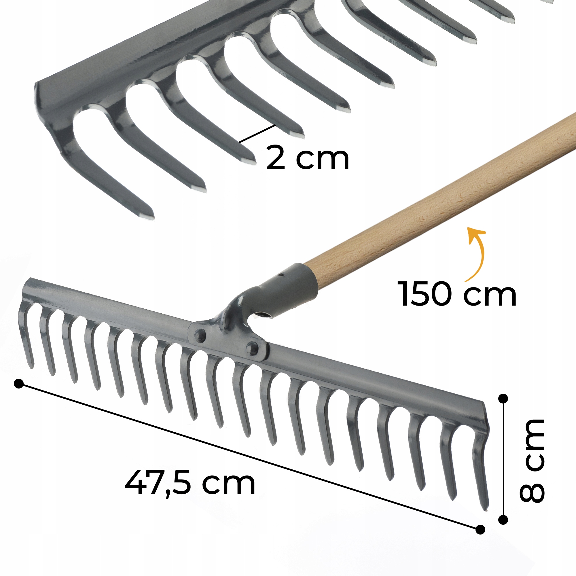 GRABIE OGRODOWE Z KIJEM WZMOCNIONE 18 ZĘBÓW TRZON EAN (GTIN) 5904917049150