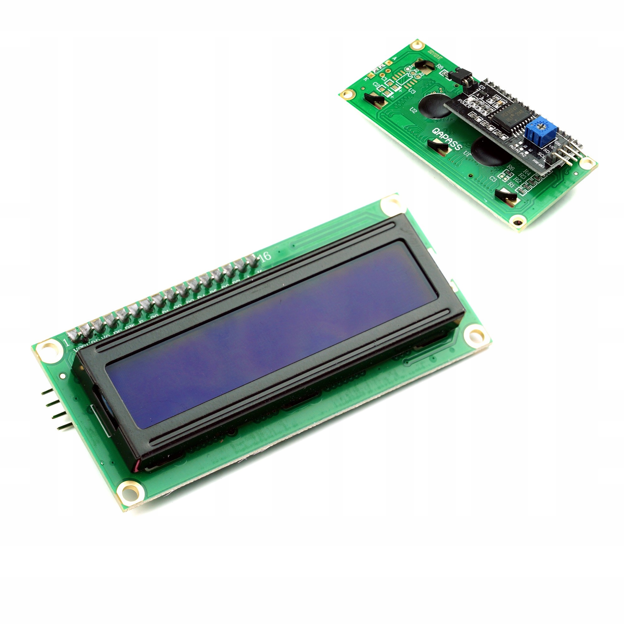 Wyświetlacz LCD1602 niebieski 2x16 + konwerter I2C HD44780