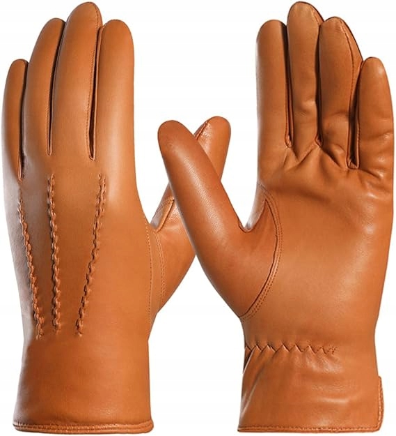 Pánské Kožené Rukavice Kašmírová přikrývka Teplá Hnědá XXL