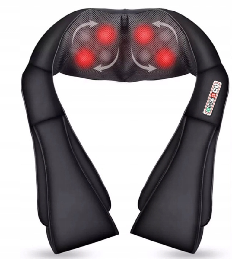 Pas masujący Shiatsu podgrzewany masażer do karku pleców ramion szyi ciała