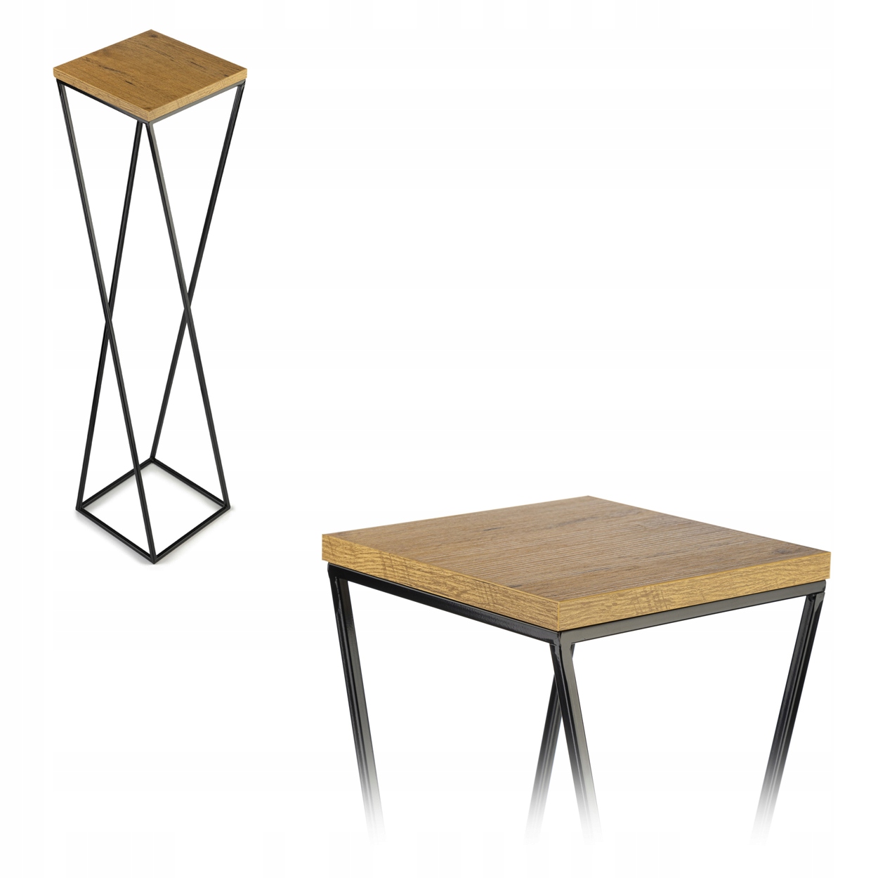 

Stojący Kwietnik Metalowy Blat Mdf Salon 100 cm