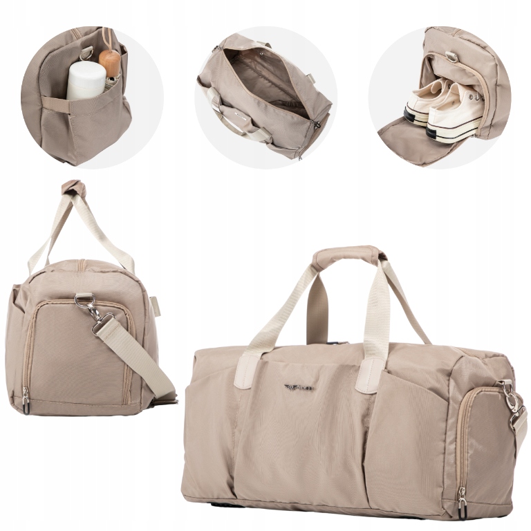 Wings Torba treningowa Skylark Beż pojemna 24L trzy kieszenie lekka sport