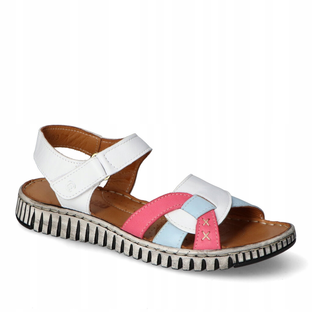 Sandály Manitu 910269-03 Bílé/Růžové lico 37