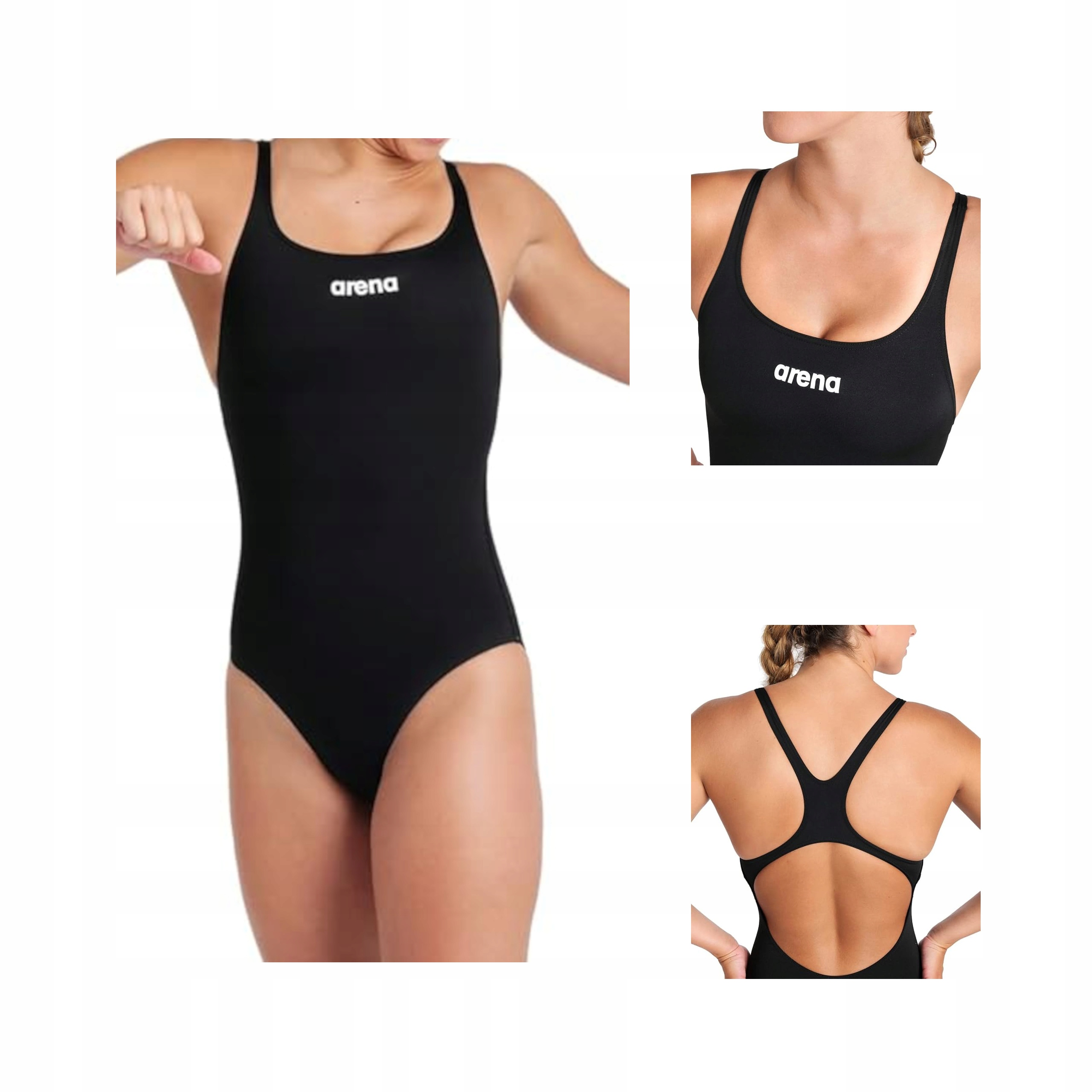 Strój Kąpielowy Arena Pro Solid Damski Jednoczęściowy Uv Upf+ Black 38