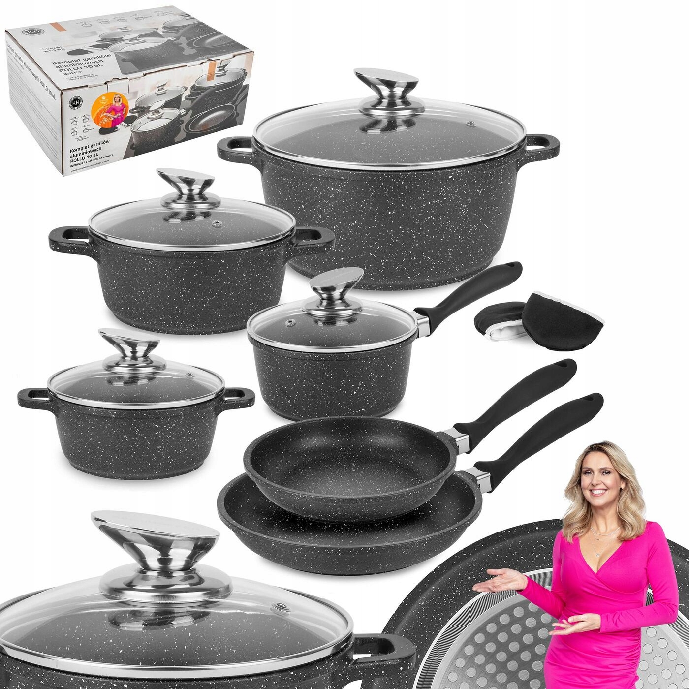 

Zestaw garnków indukcja Marmur patelnie Konighoffe