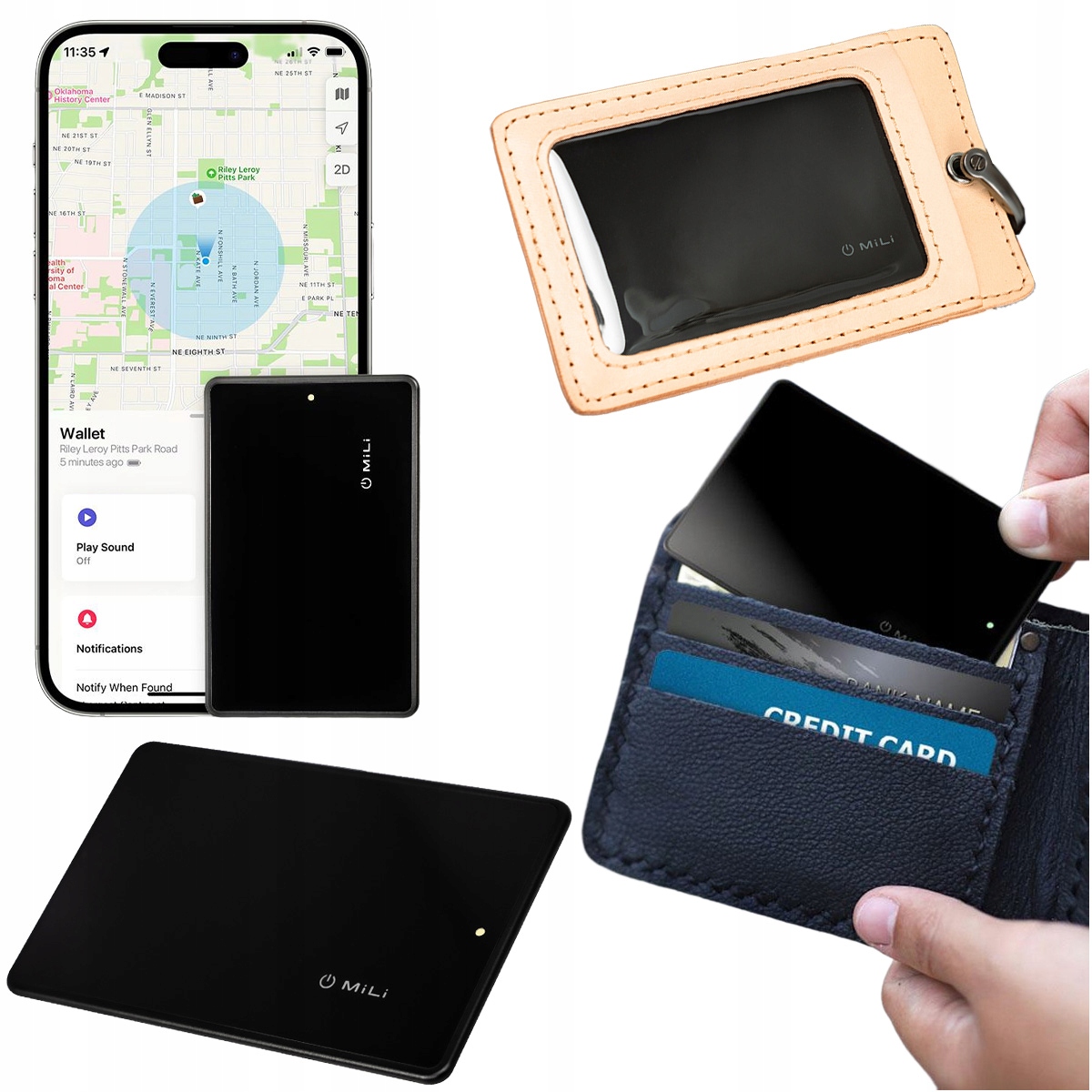 Gps lokátor Mili MiCard karta do peněženky s lokalizátorem Apple Ios