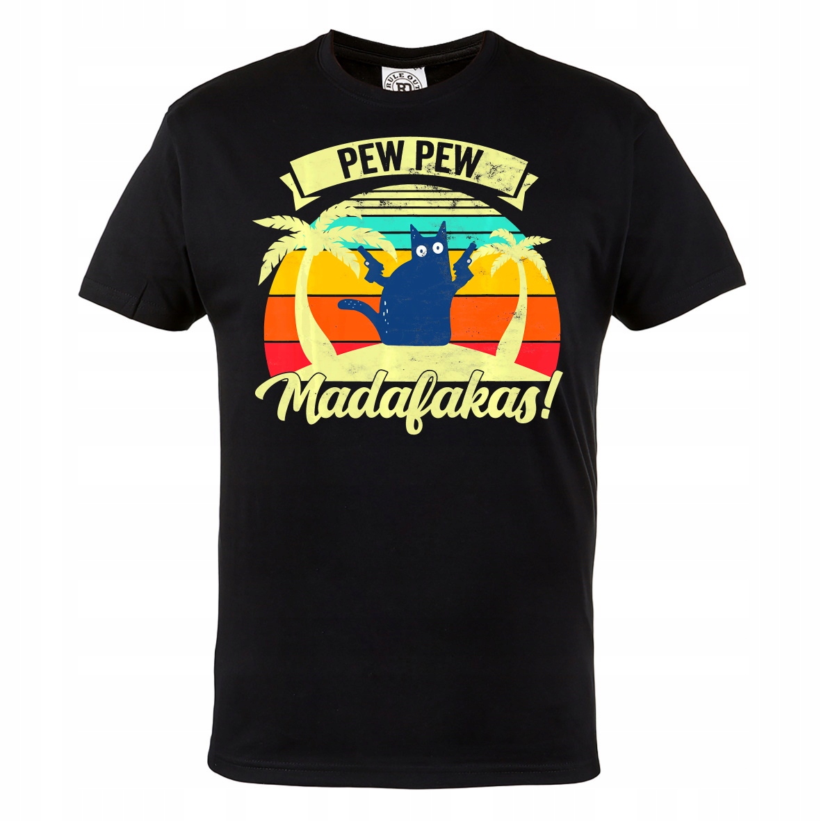

Męska Koszulka Granatowy Kot Pew Pew Madafakas