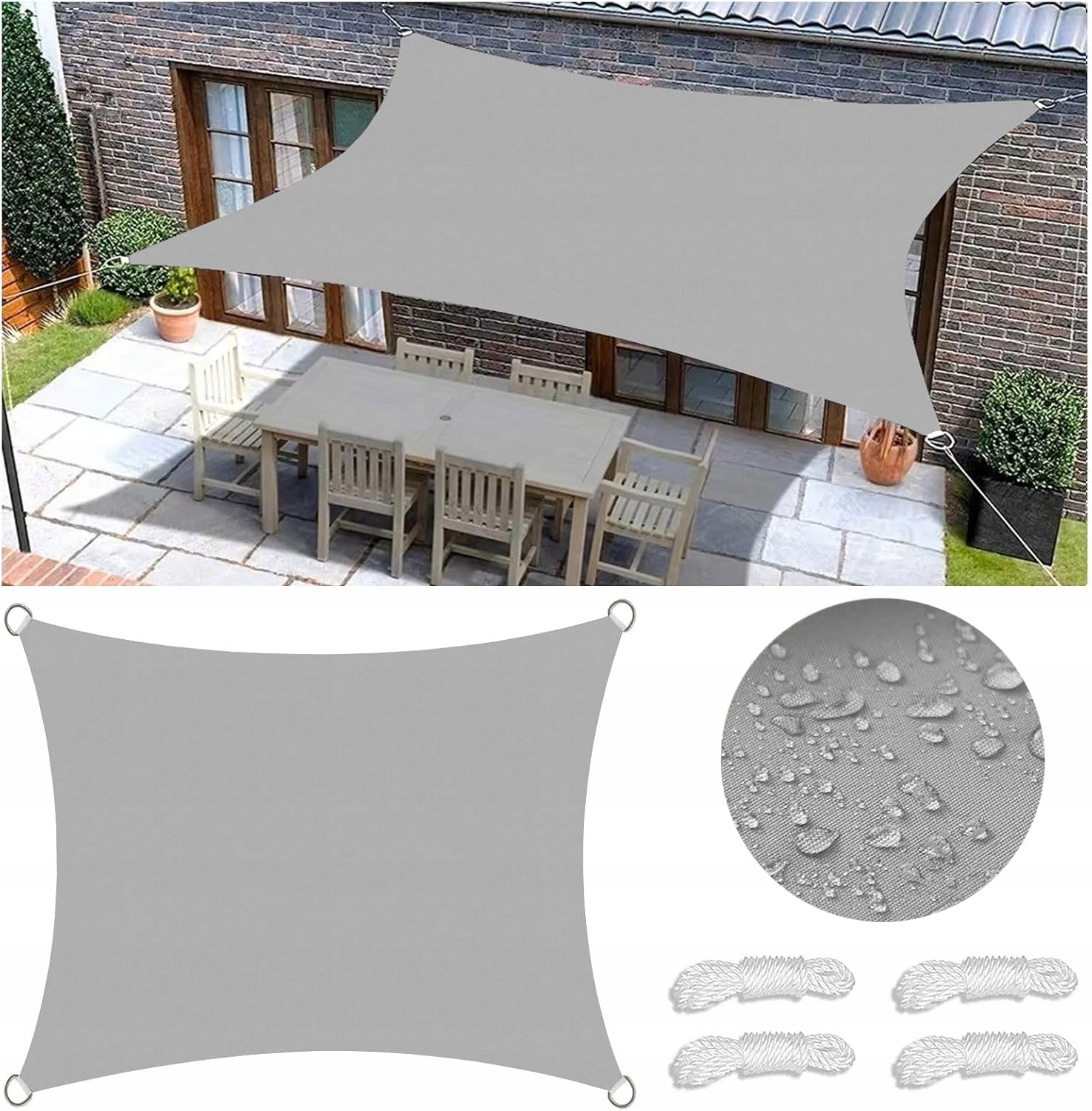 Sluneční Plachta 4x5M Voděodolná Markýza Uv Zatemňovač Zahradní