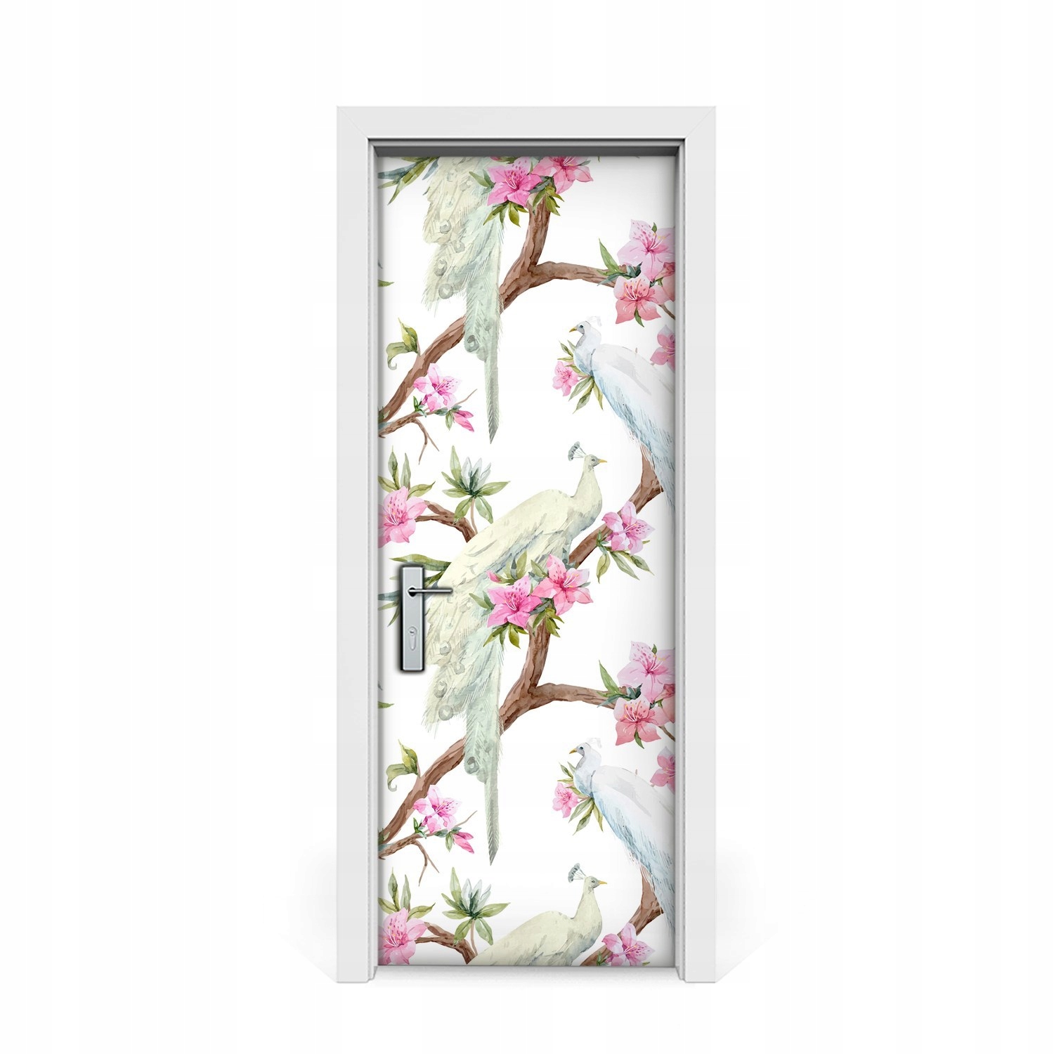 

Naklejka na drzwi okleina Białe pawie 75x205