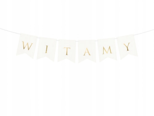 

Baner weselny dekoracja Witamy biały, 15 x 80 cm