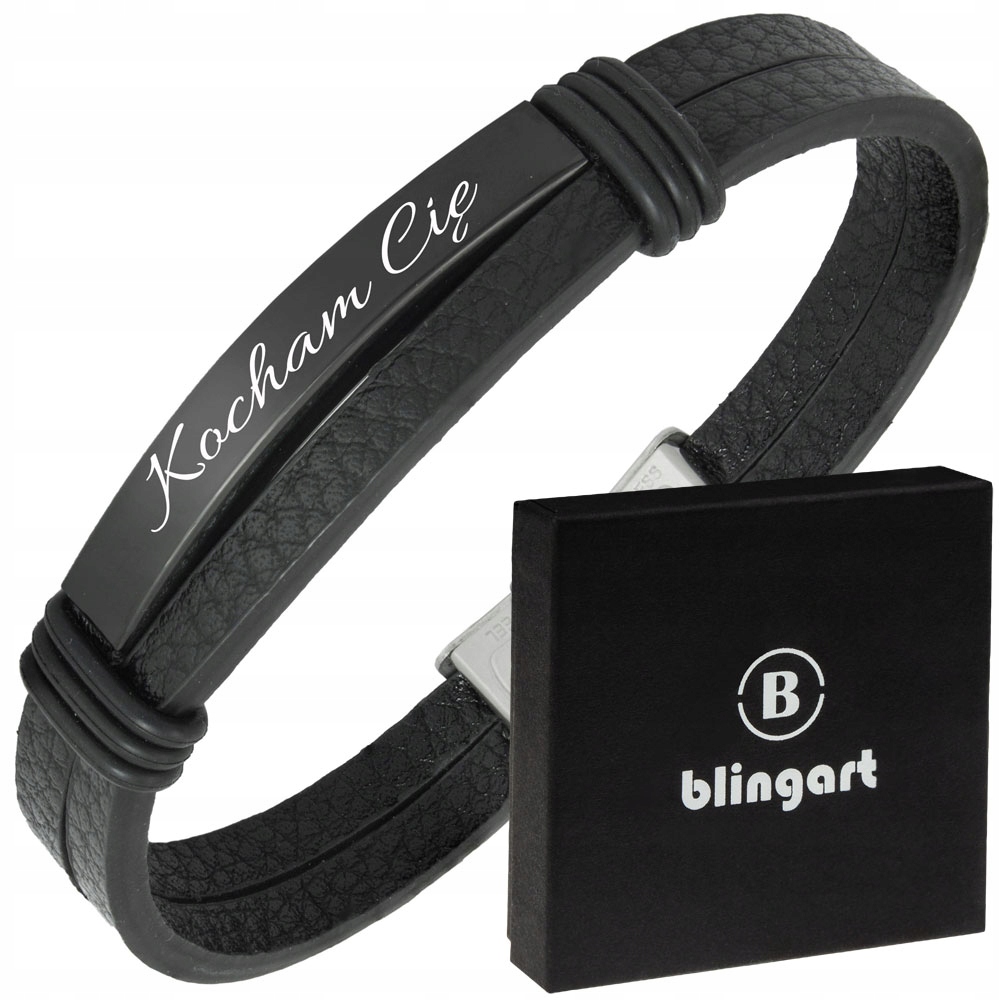 

Bransoletka z grawerem skórzana damska plecionka