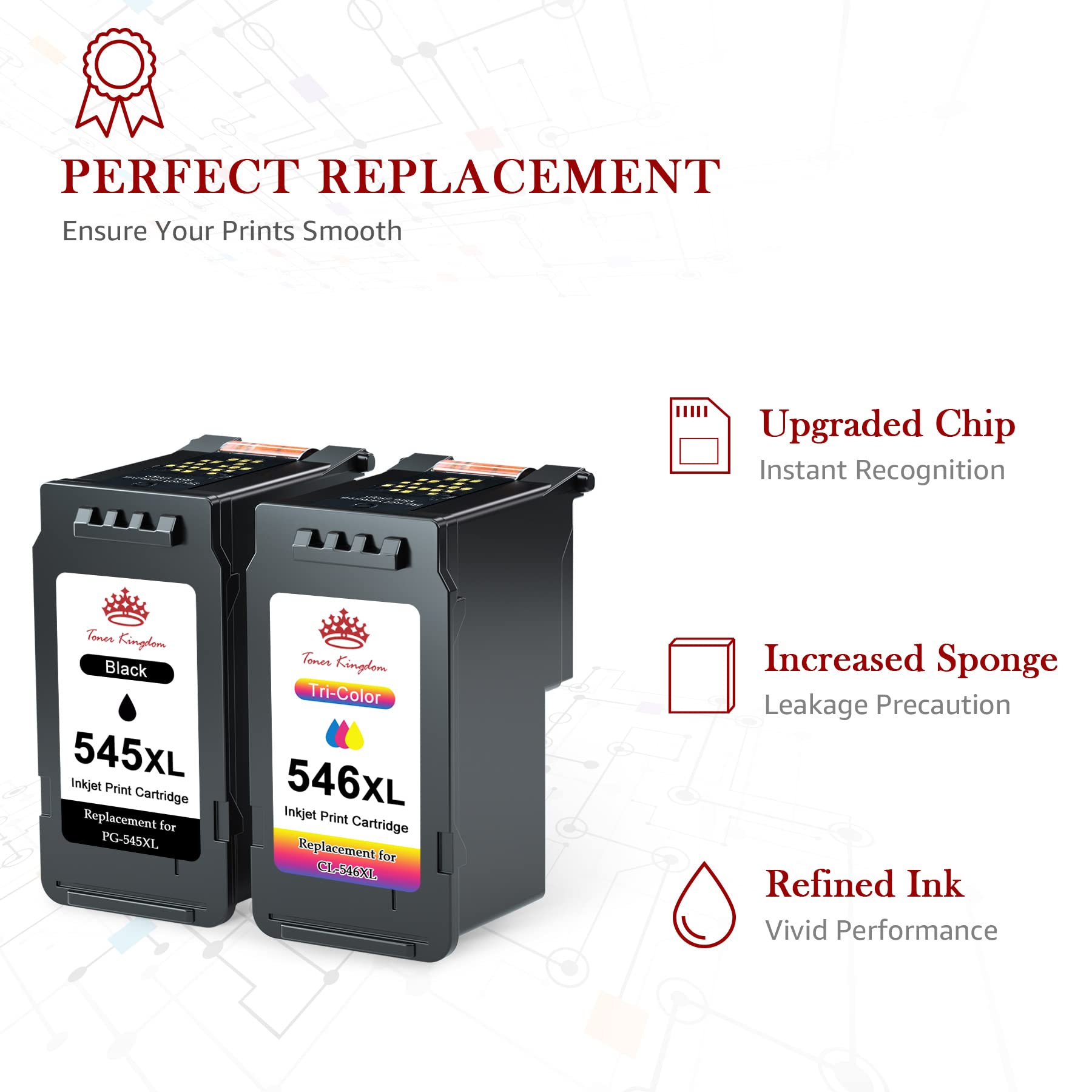 TONER KINGDOM PG-545XL CL-546XL Tusze Do Canon Pixma (Czarny Kolor) — miniatura 2