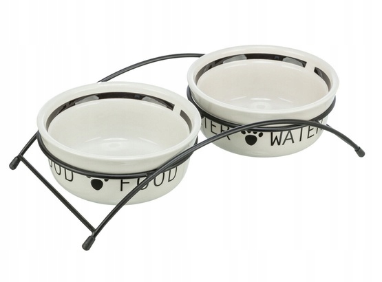 Sada keramických misek na stojanu pro psa Trixie 2 x 1600 ml černobílá