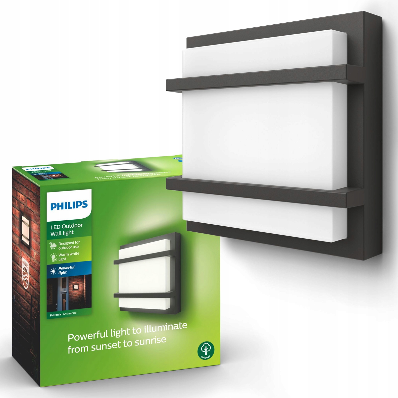 Nástenné záhradné svietidlo fasádne vonkajšie Led 12W 1200lm IP44 Philips