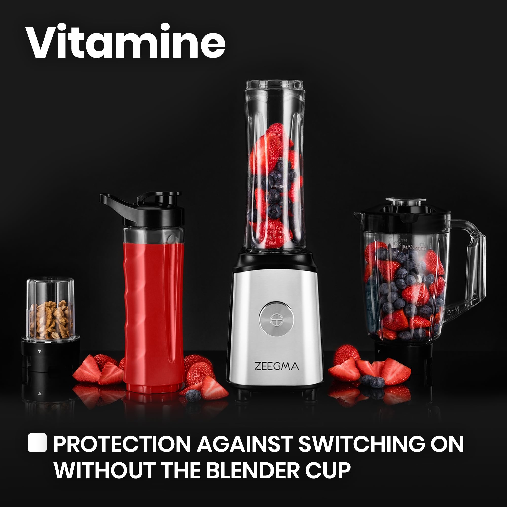 ZEEGMA Vitamine Blender 4w1 1050W 1L Mikser Sokowirówka Młynek Do Kawy — miniatura 7