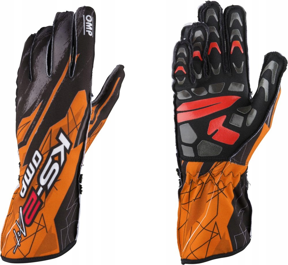 Rukavice na motokáry Omp KS-2 Art oranžové veľ XL