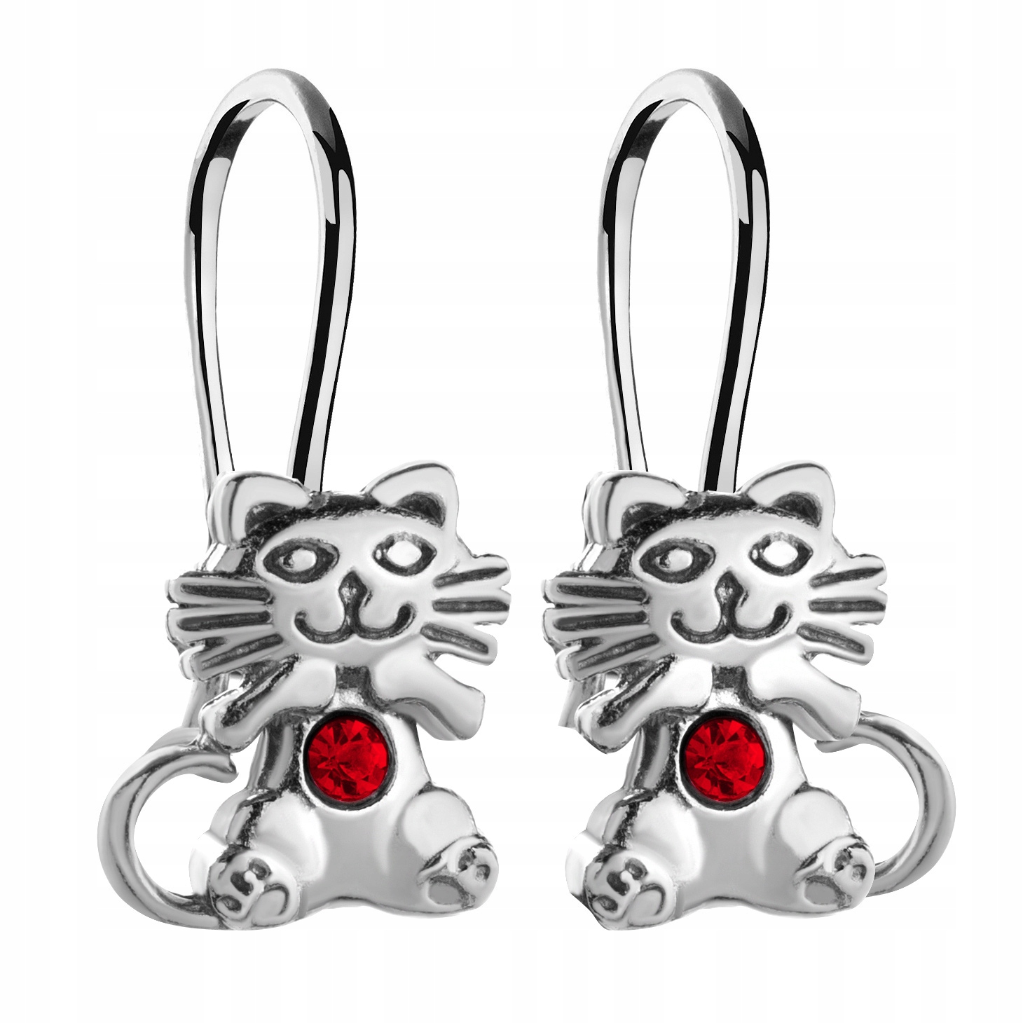 

Kolczyki Dla Dziewczynki Srebrne Czerwone Koty 925