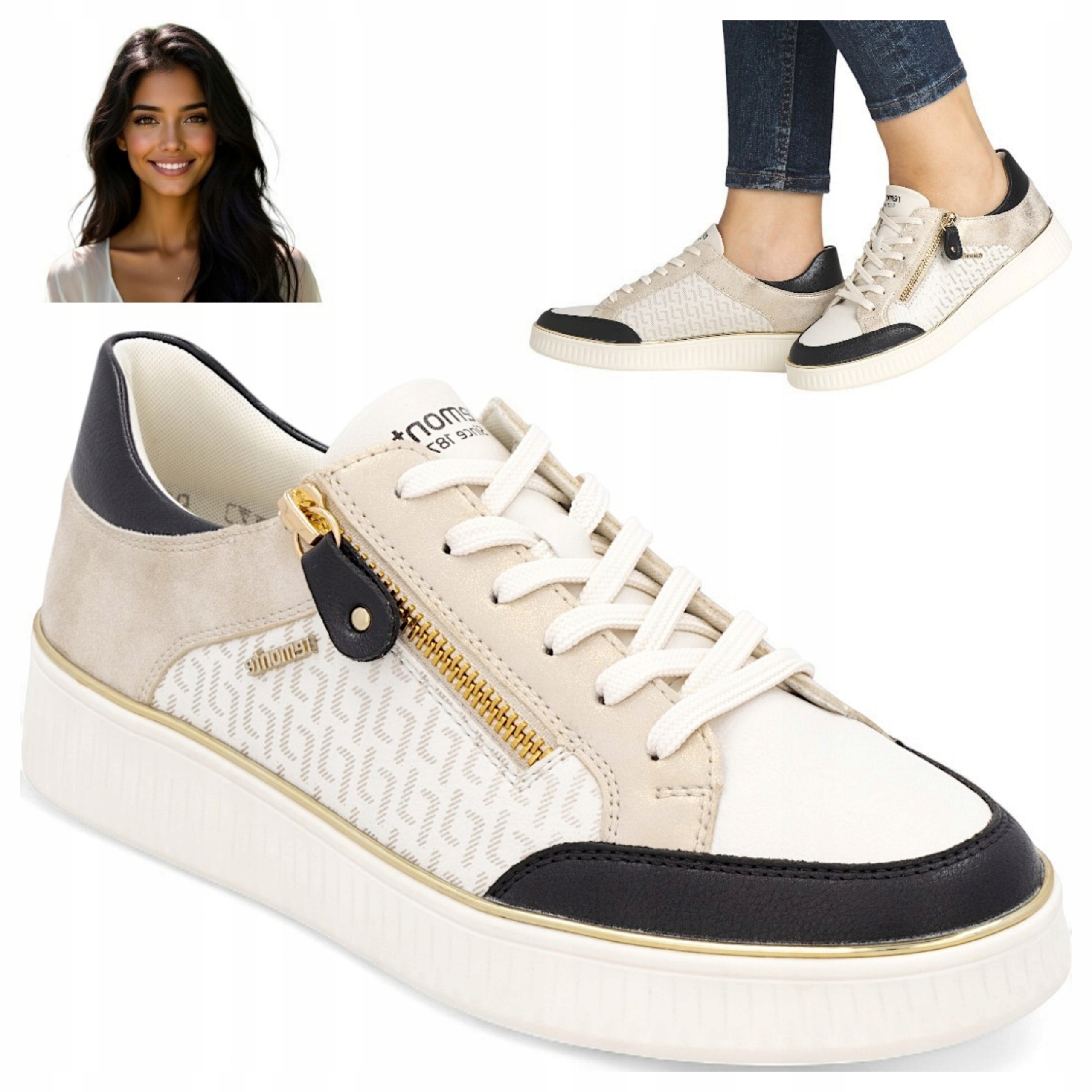 Dámské kožené polobotky Rieker 38 Sportovní tenisky na platformě Remonte