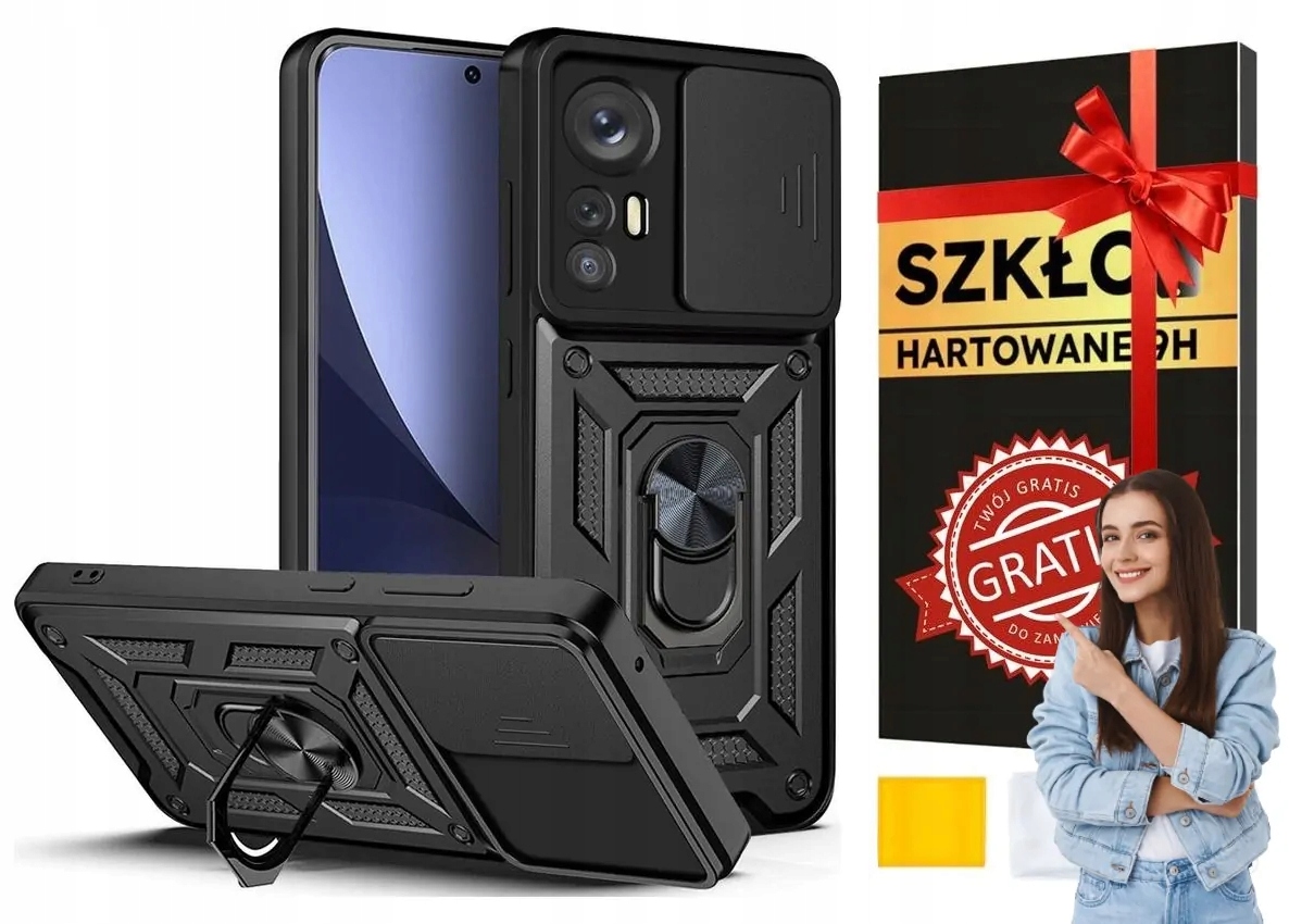 

Etui do Xiaomi 12 Pro i Szkło, Camshield Ring