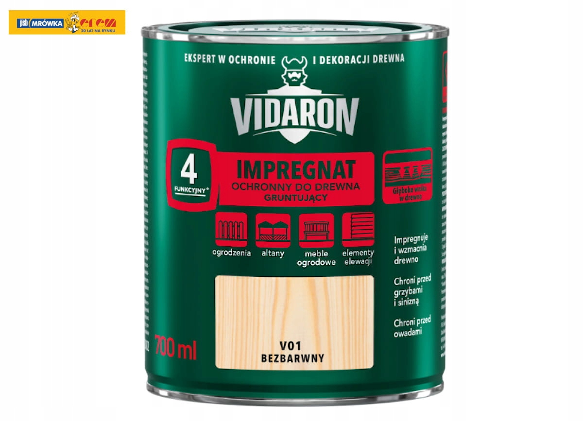 Impregnat do Drewna Bezbarwny 0,7l VIDARON