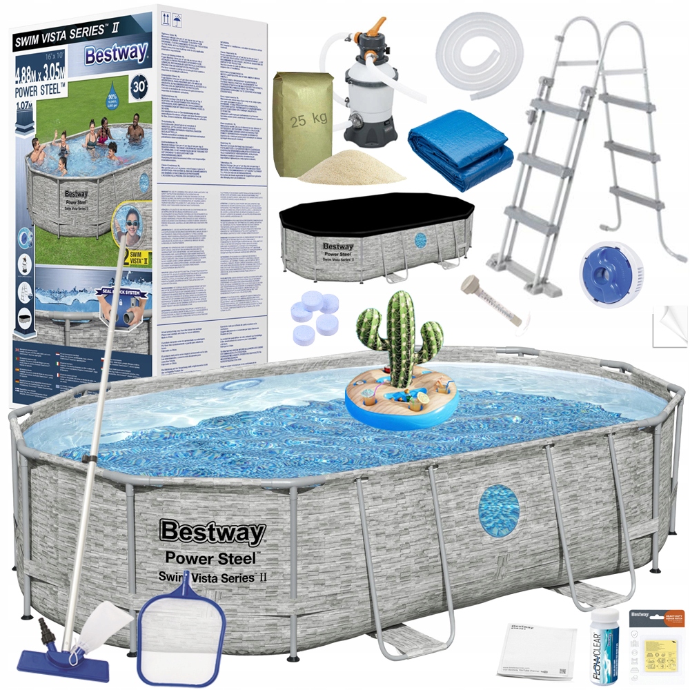 

Bestway Basen stelaż 488x305x107 19w1 kamień 56946