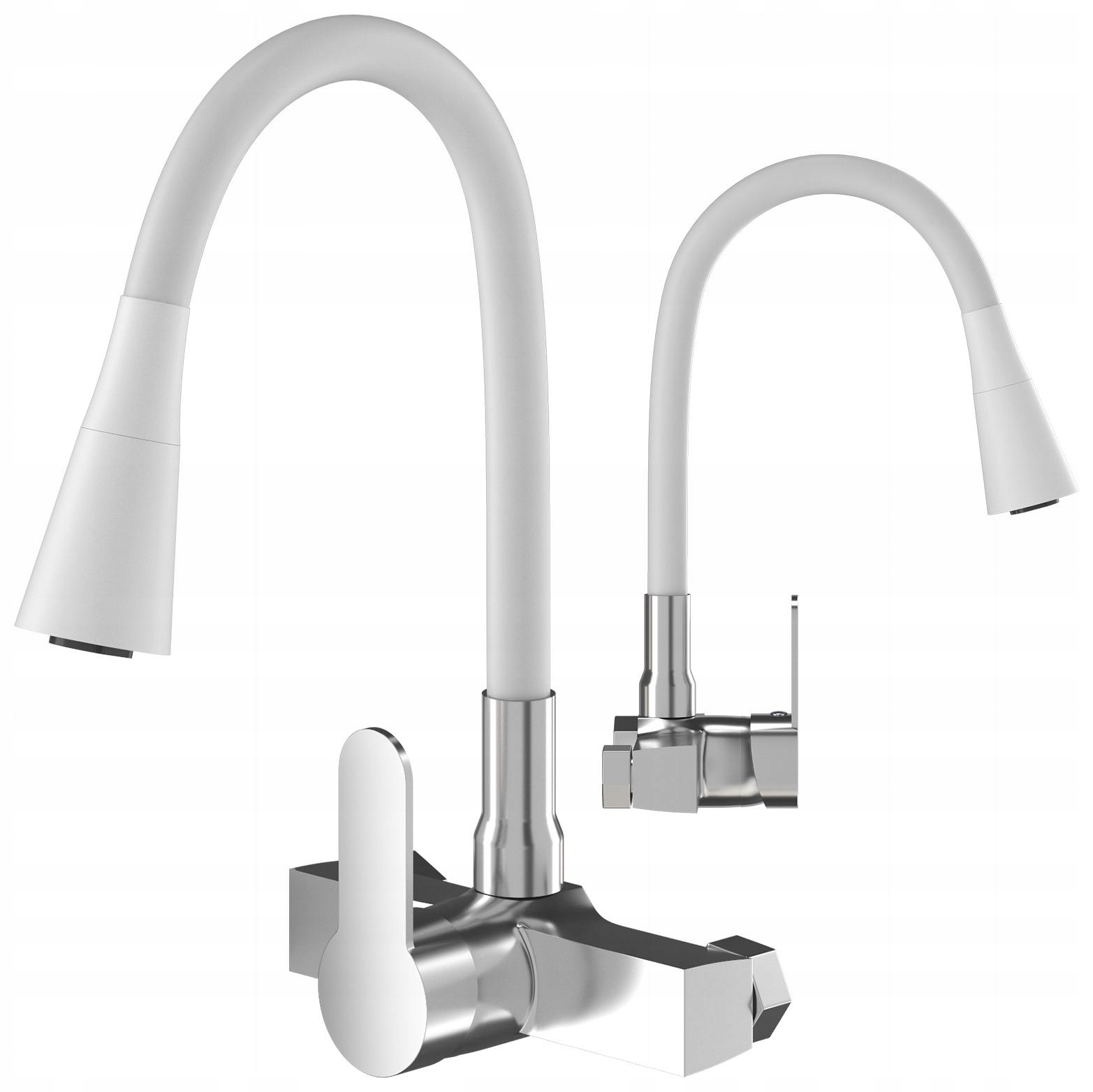 Nástěnná Kuchyňská Baterie Flexibilní Bílá Dřez Flexo Baterie Ohebný Výtok