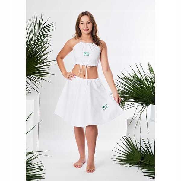 Kostým Pro pre saunovú majsterku so sukňou na gumičku 100 % bavlna Yeye Biela L