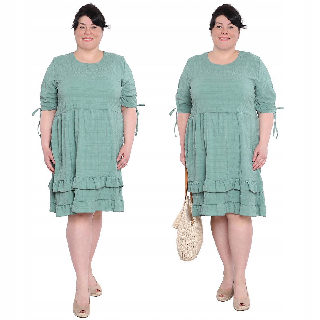 Světle zelené šaty s vázanými rukávy velikost 50/52