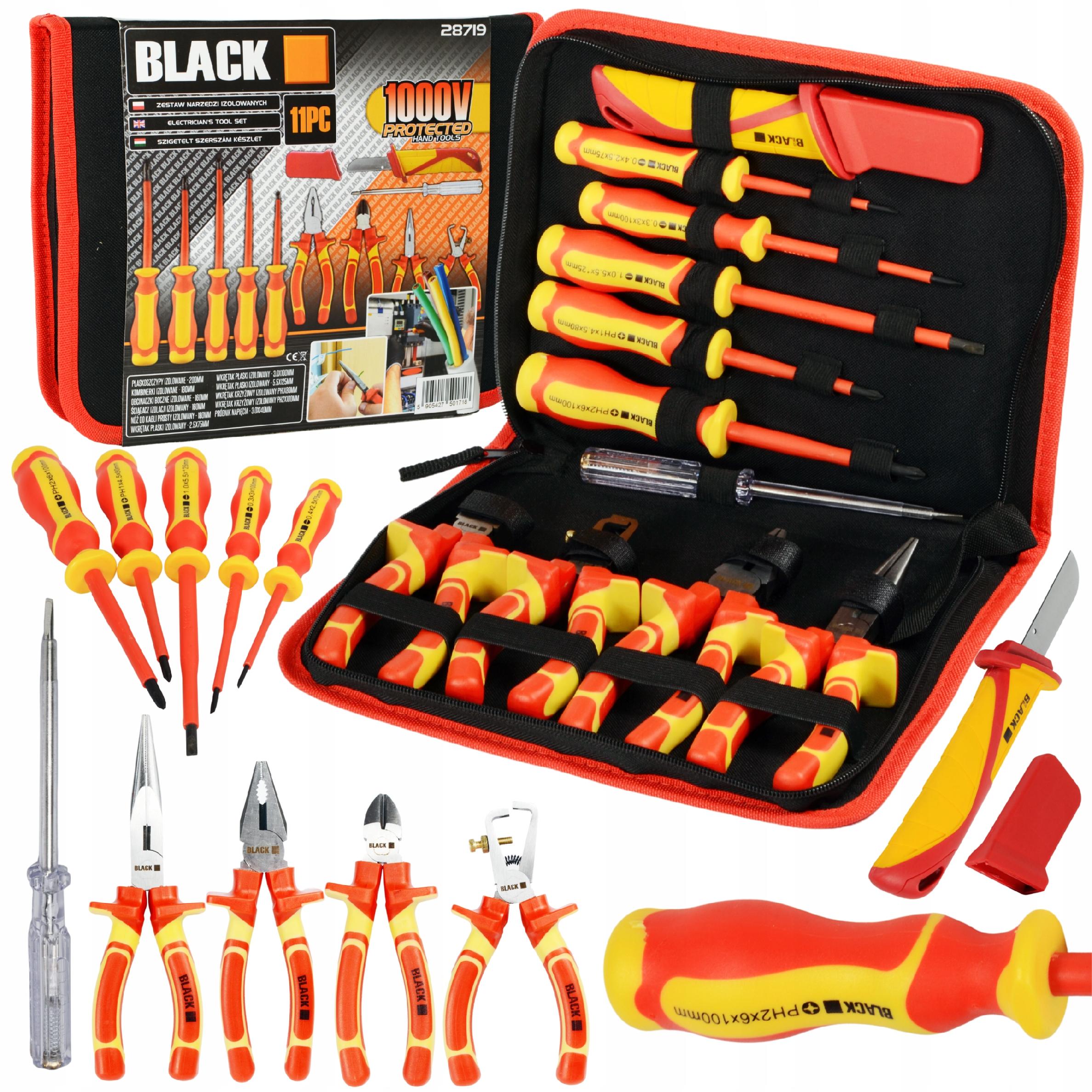 Sada Nářadí A Šroubováků Pro Elektrikáře Izolovaná 1000V 11EL Black