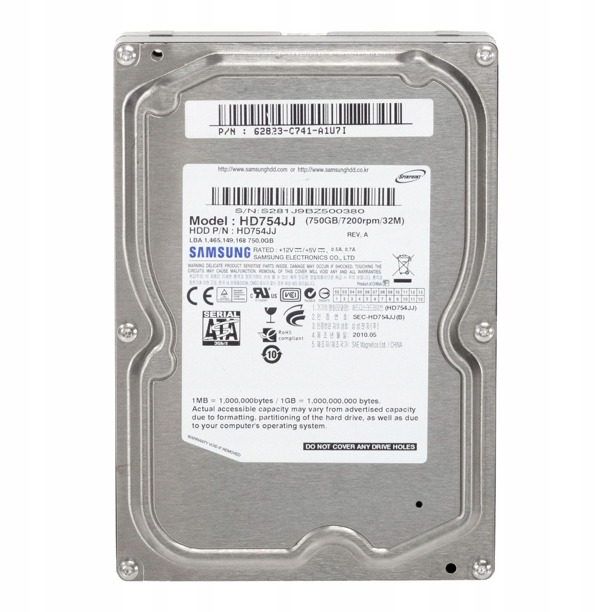 Samsung SpinPoint F3 750GB 7.2K 32MB Sata II 3.5'' HD754JJ
